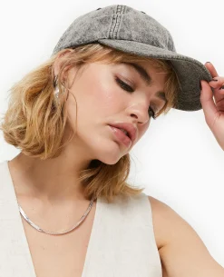 Casquette En Jean Délavé - Noir