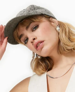 Casquette En Jean Délavé - Noir