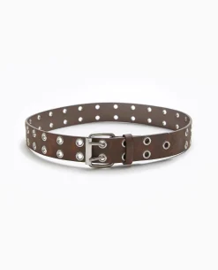Ceinture Aspect Vieilli Avec œillets Métalliques - Marron