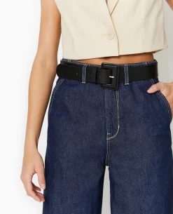 Ceinture Avec Boucle Rectangulaire - Noir