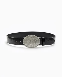 Ceinture Avec Grande Boucle Esprit Western - Noir