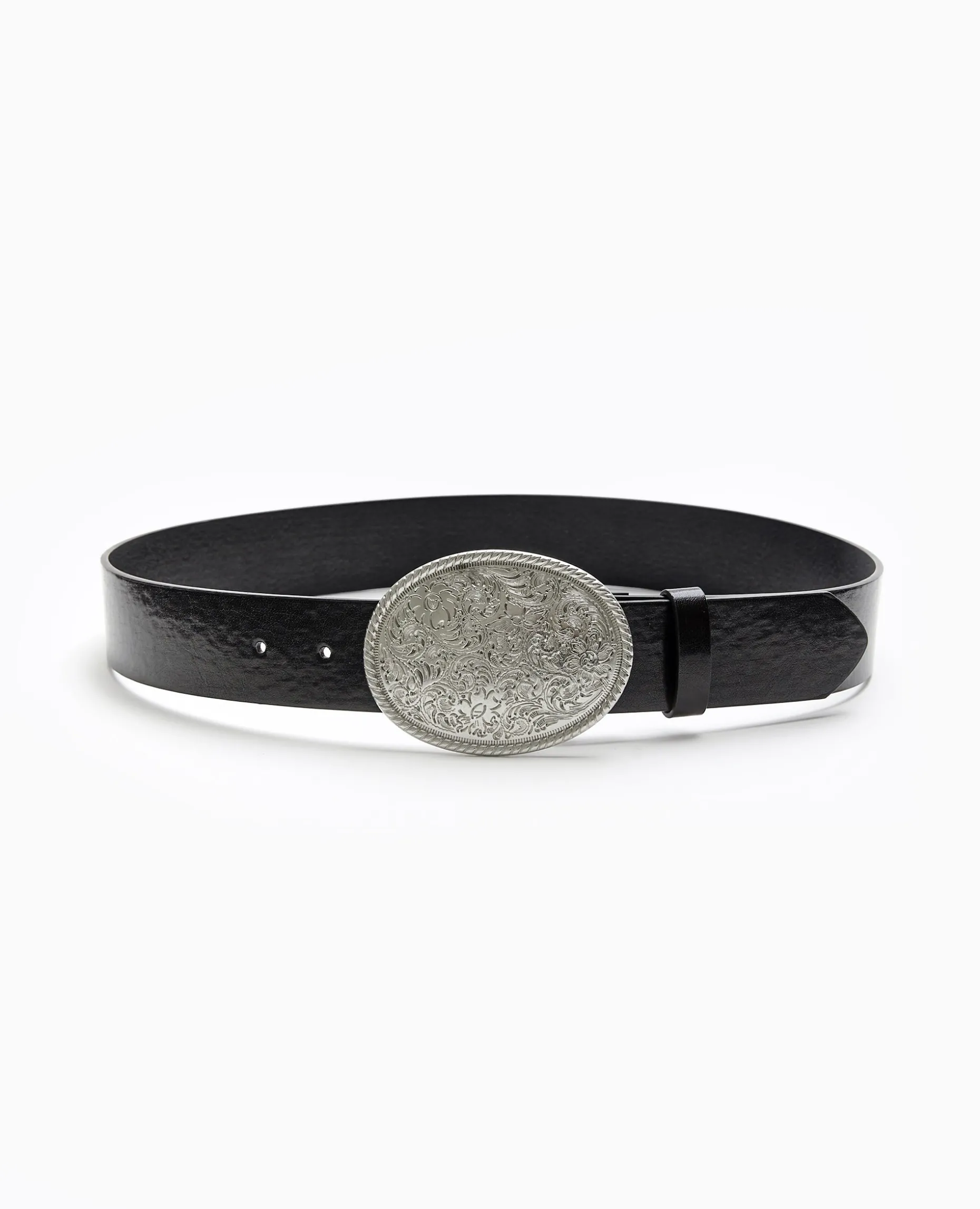 Ceinture Avec Grande Boucle Esprit Western - Noir