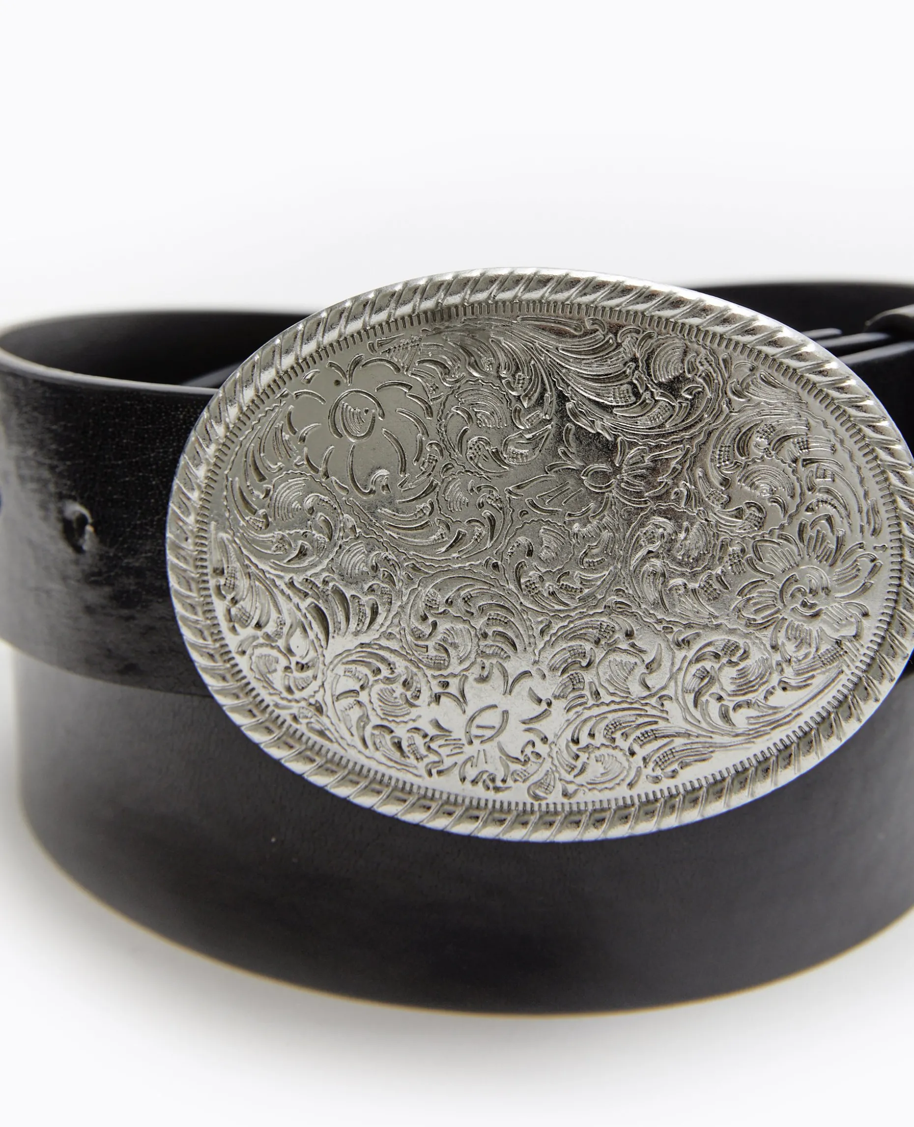 Ceinture Avec Grande Boucle Esprit Western - Noir