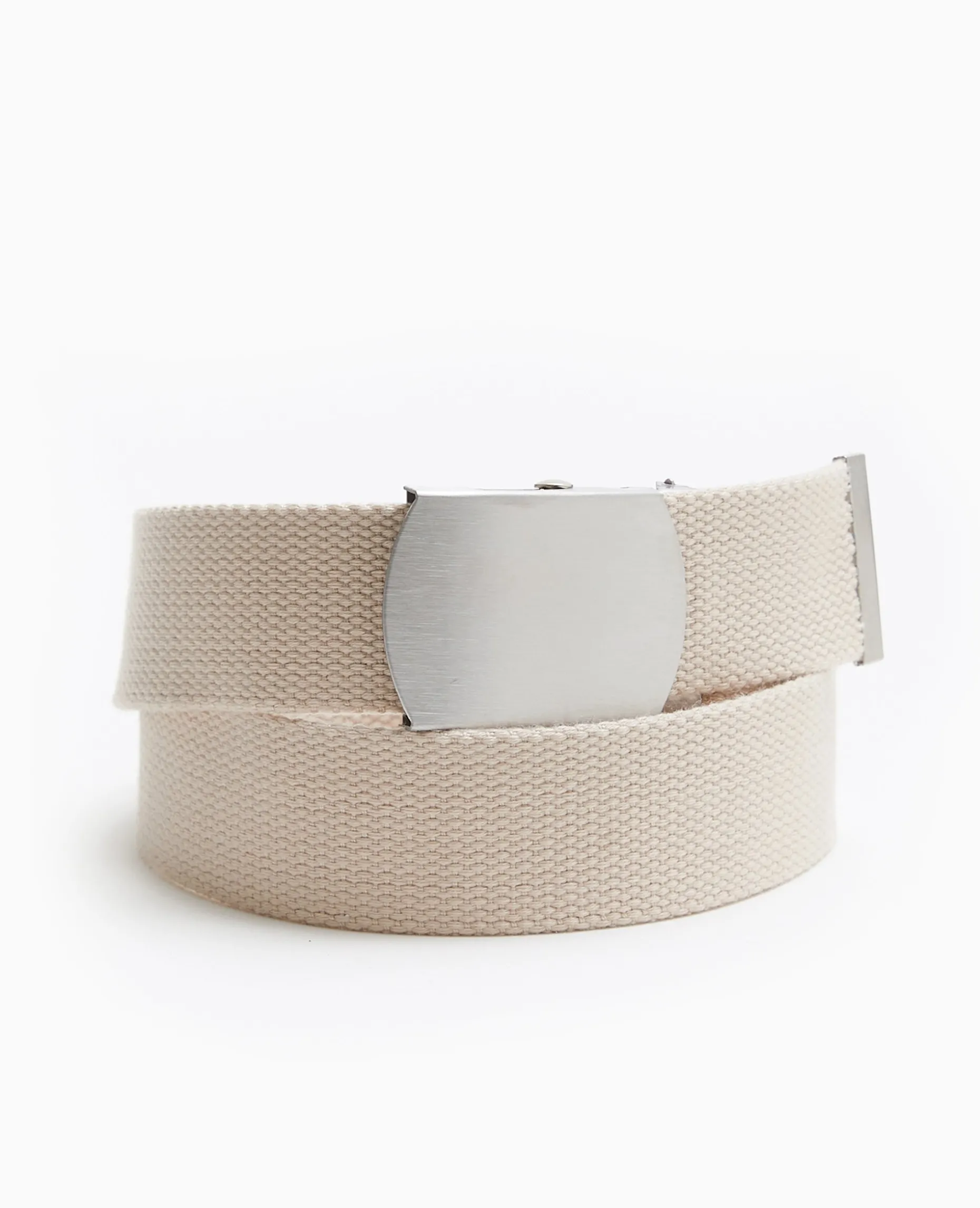 Ceinture En Canvas Avec Boucle Métallique - Beige