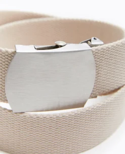 Ceinture En Canvas Avec Boucle Métallique - Beige