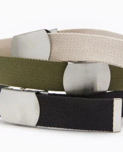 Ceinture En Canvas Avec Boucle Métallique - Beige