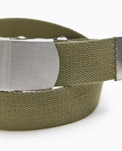 Ceinture En Canvas Avec Boucle Métallique - Vert Kaki