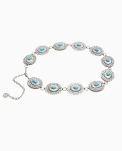 Ceinture En Métal Et Turquoise - Argenté