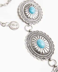 Ceinture En Métal Et Turquoise - Argenté