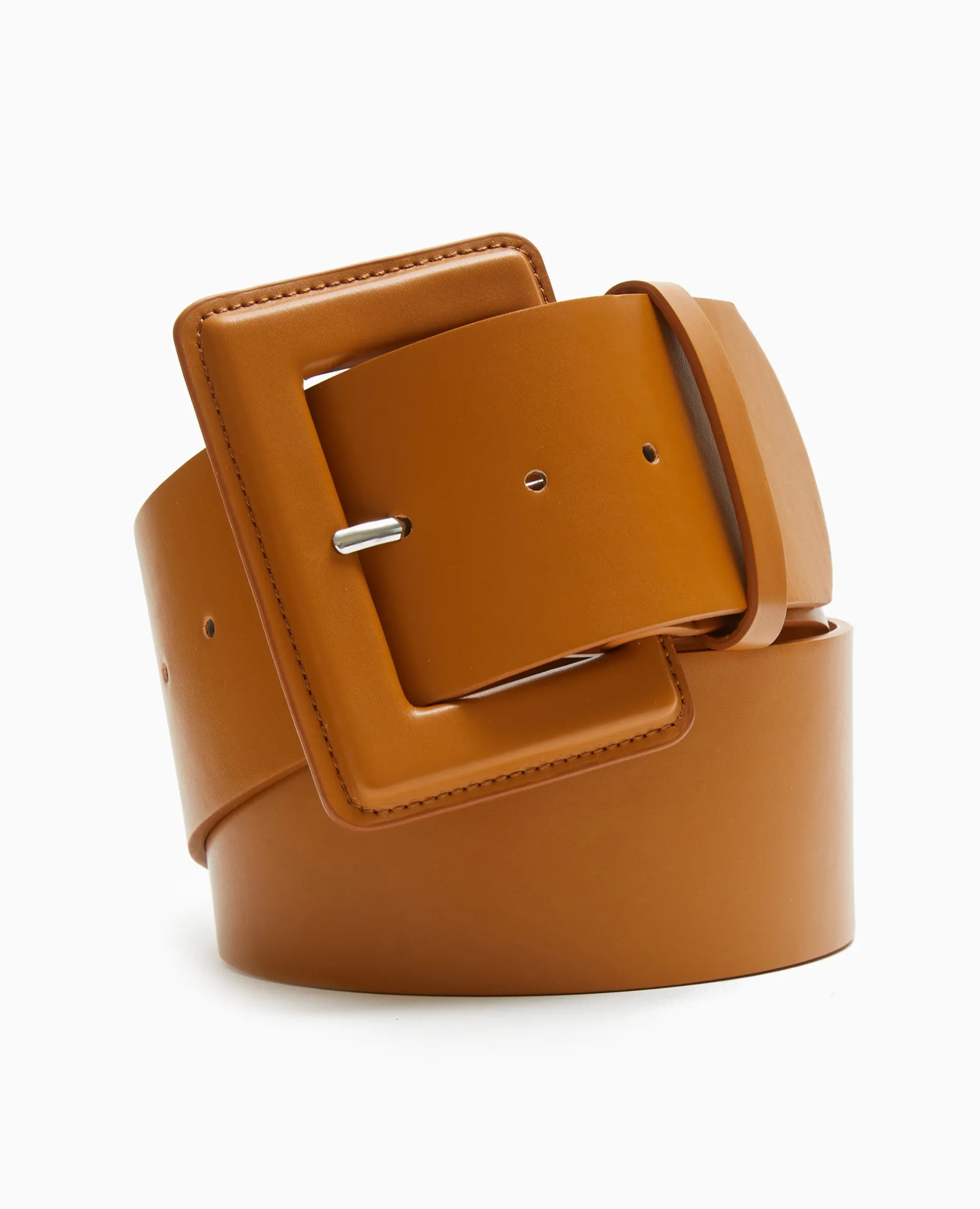 Ceinture Large Avec Grande Boucle Rectangulaire - Camel