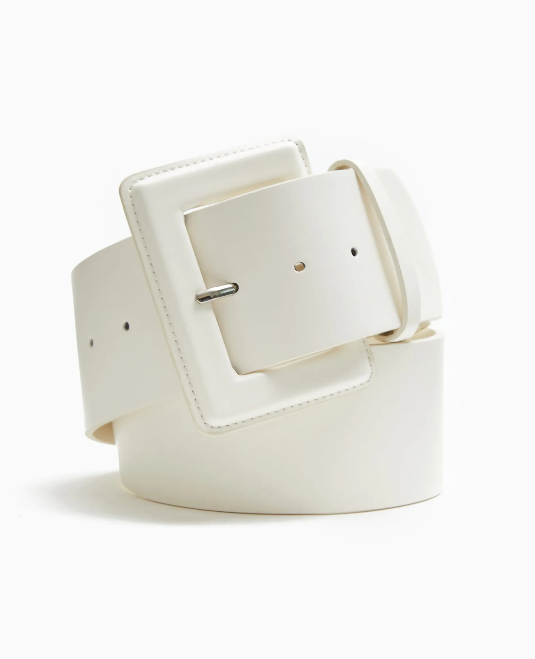 Ceinture Large Avec Grande Boucle Rectangulaire - Blanc