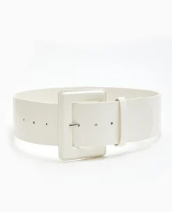 Ceinture Large Avec Grande Boucle Rectangulaire - Blanc