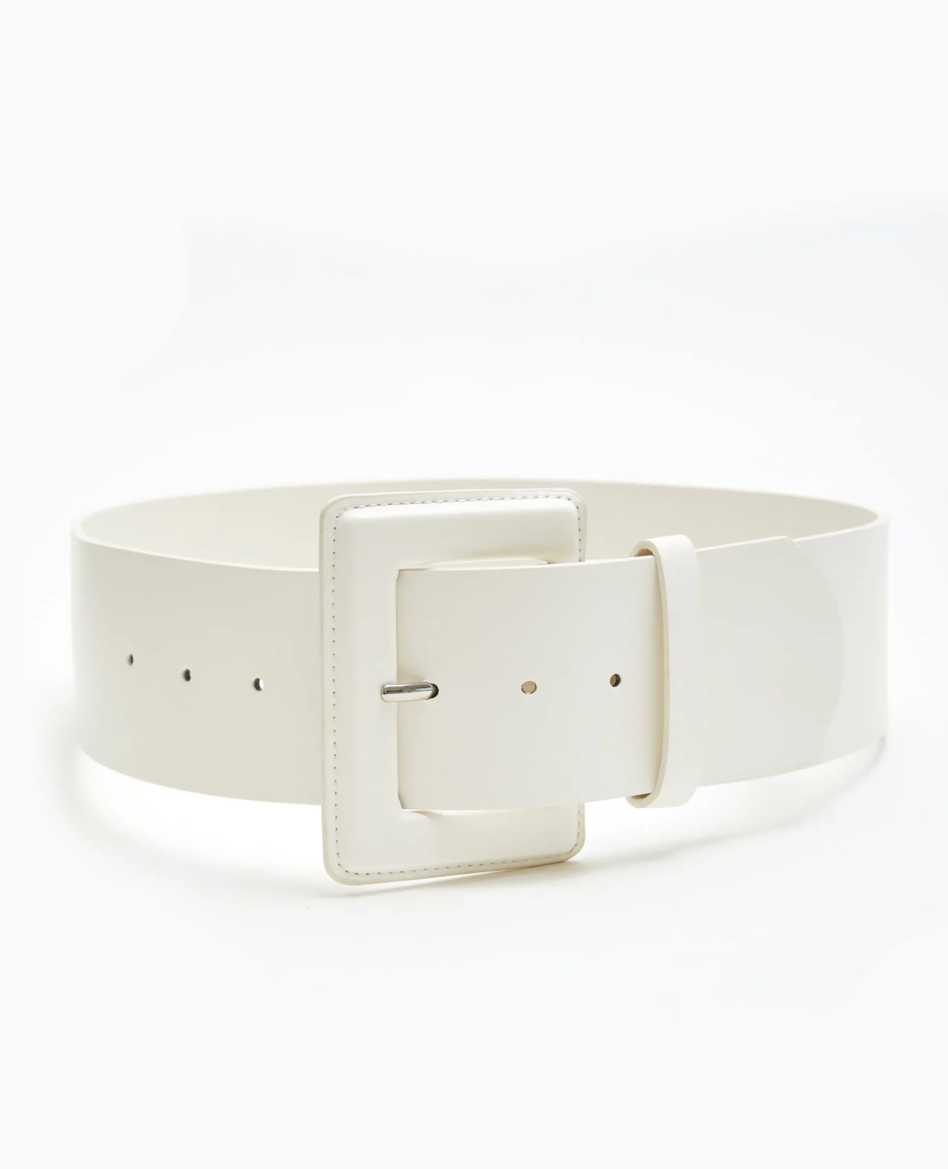 Ceinture Large Avec Grande Boucle Rectangulaire - Blanc