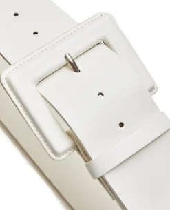 Ceinture Large Avec Grande Boucle Rectangulaire - Blanc