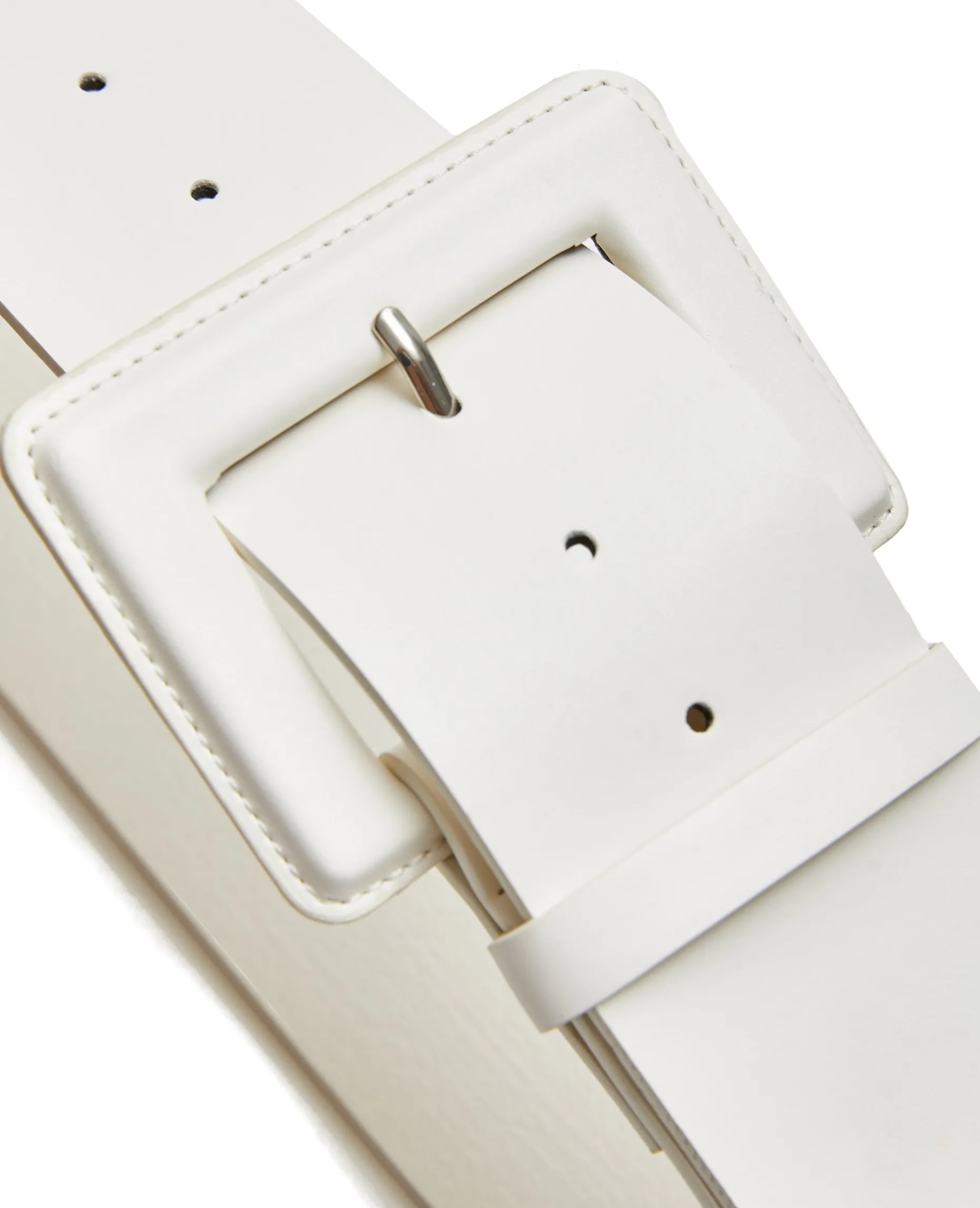 Ceinture Large Avec Grande Boucle Rectangulaire - Blanc