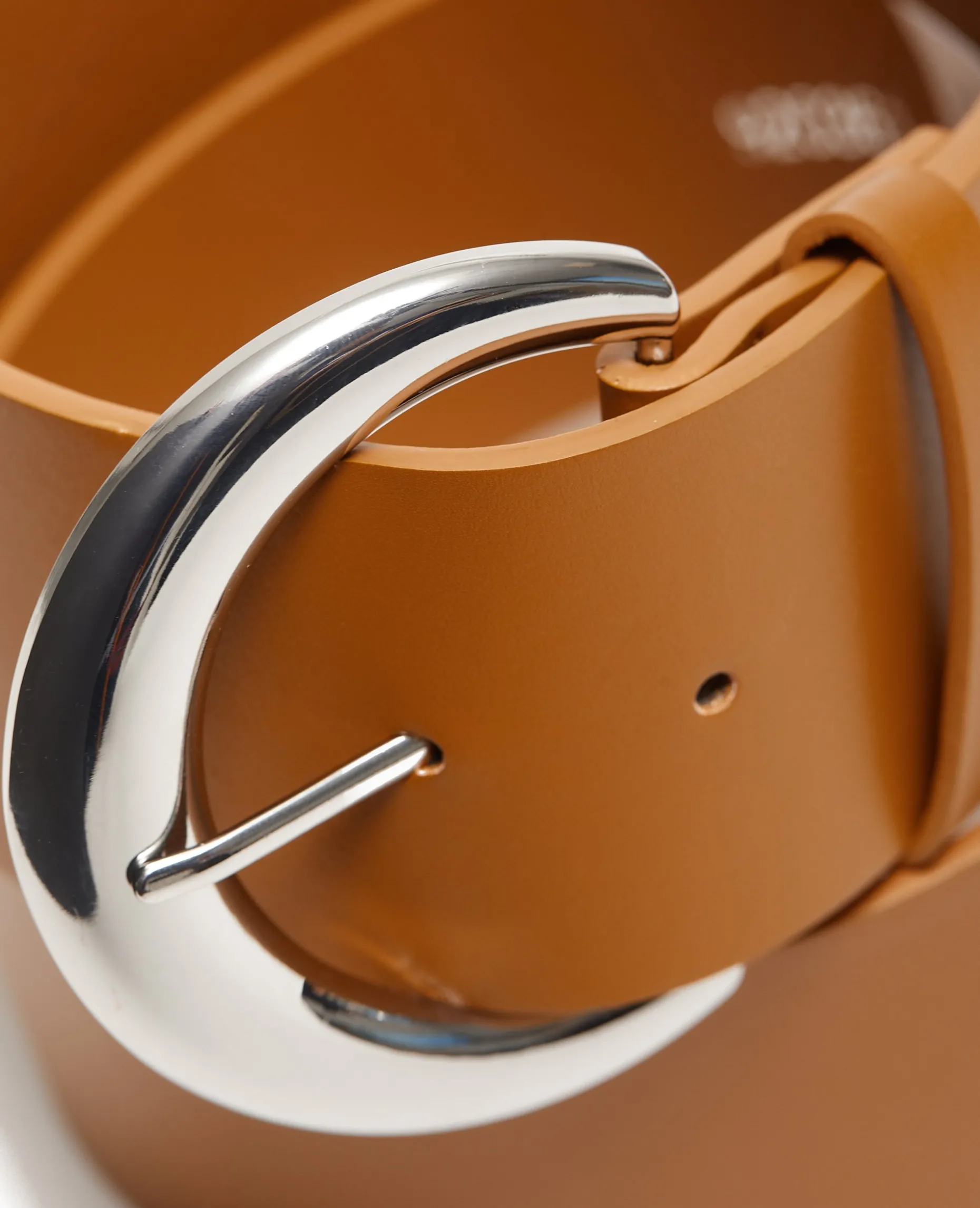 Ceinture Large Avec Grosse Boucle - Camel