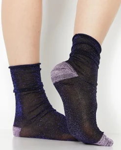 Chaussettes Avec Fils Lurex - Bleu Turquoise