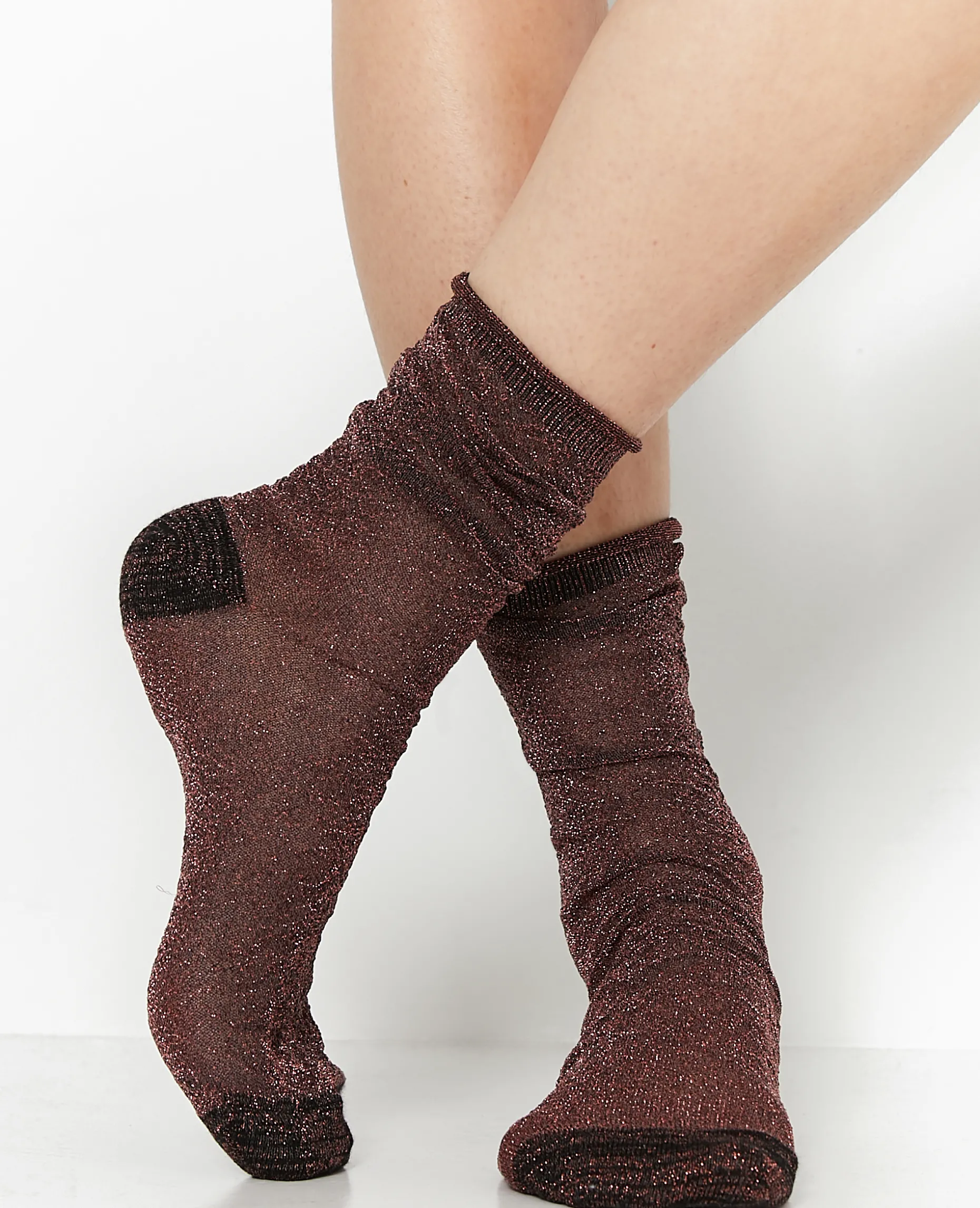 Chaussettes Avec Fils Lurex - Marron