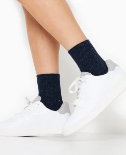 Chaussettes Avec Fils Lurex Effet Paillettes - Bleu Marine