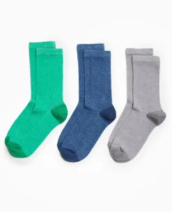 Chaussettes En Maille Chinée - Bleu Clair