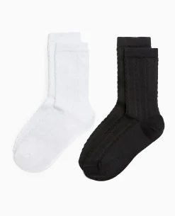 Chaussettes En Maille Fantaisie - Noir