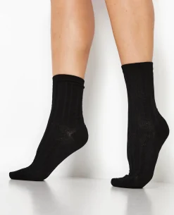 Chaussettes En Maille Fantaisie - Noir