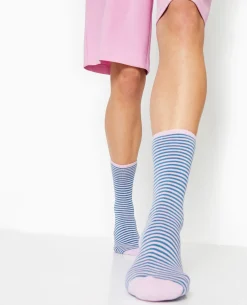 Chaussettes Rayées Maille Bouclette Intérieure - Lilas