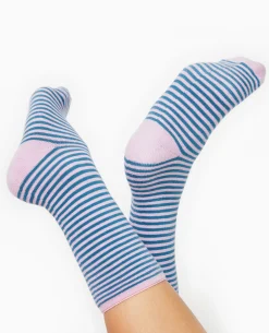 Chaussettes Rayées Maille Bouclette Intérieure - Lilas