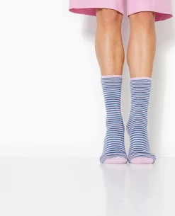 Chaussettes Rayées Maille Bouclette Intérieure - Lilas
