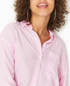 Chemise Ample Rayée - Rose Poudré