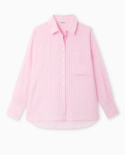 Chemise Ample Rayée - Rose Poudré