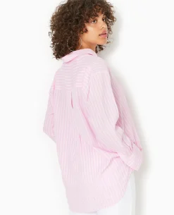 Chemise Ample Rayée - Rose Poudré