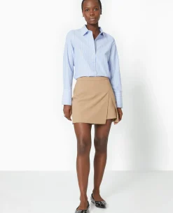 Chemise Cintrée Manches Longues Motif Rayures - Bleu
