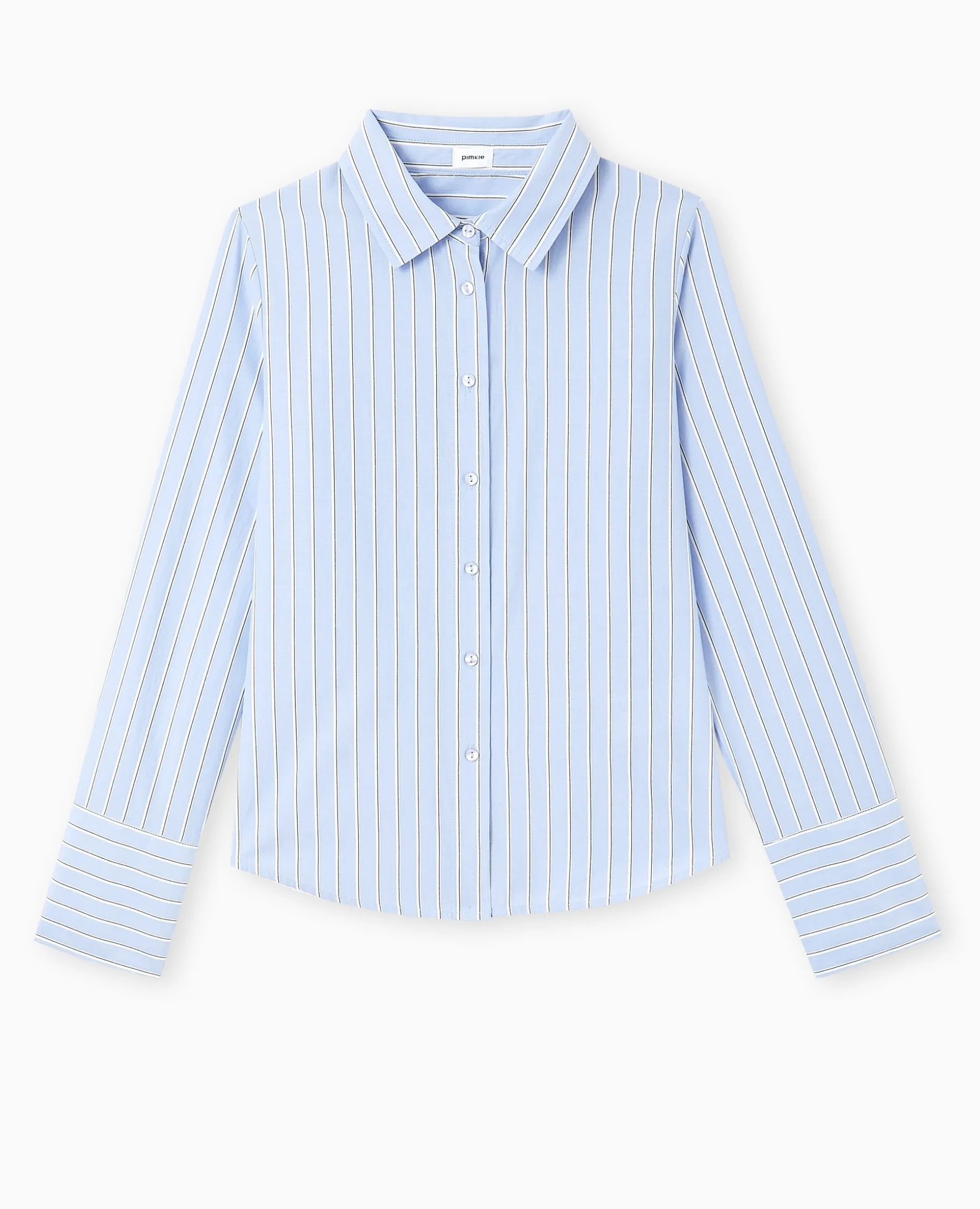 Chemise Cintrée Manches Longues Motif Rayures - Bleu