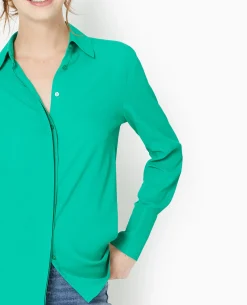 Chemise City En Tissu Fluide - Vert Foncé