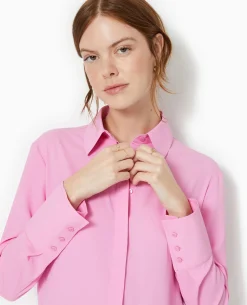 Chemise City En Tissu Fluide - Rose Fuchsia