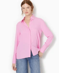 Chemise City En Tissu Fluide - Rose Fuchsia