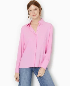 Chemise City En Tissu Fluide - Rose Fuchsia