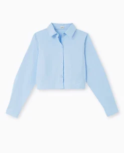 Chemise Courte Manches Longues - Bleu