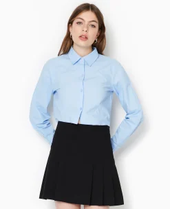 Chemise Courte Manches Longues - Bleu