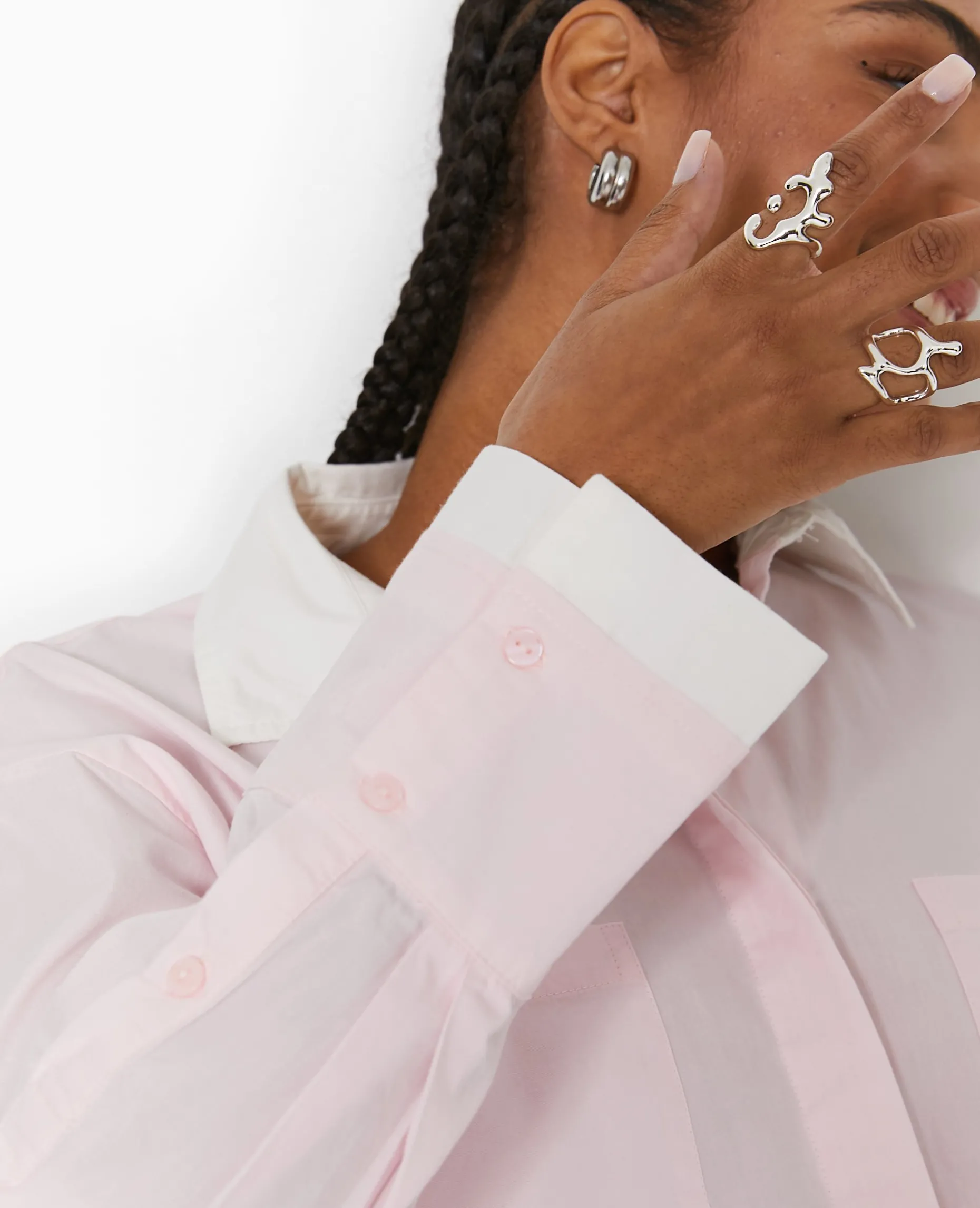 Chemise Cropped Bicolore - Rose Clair