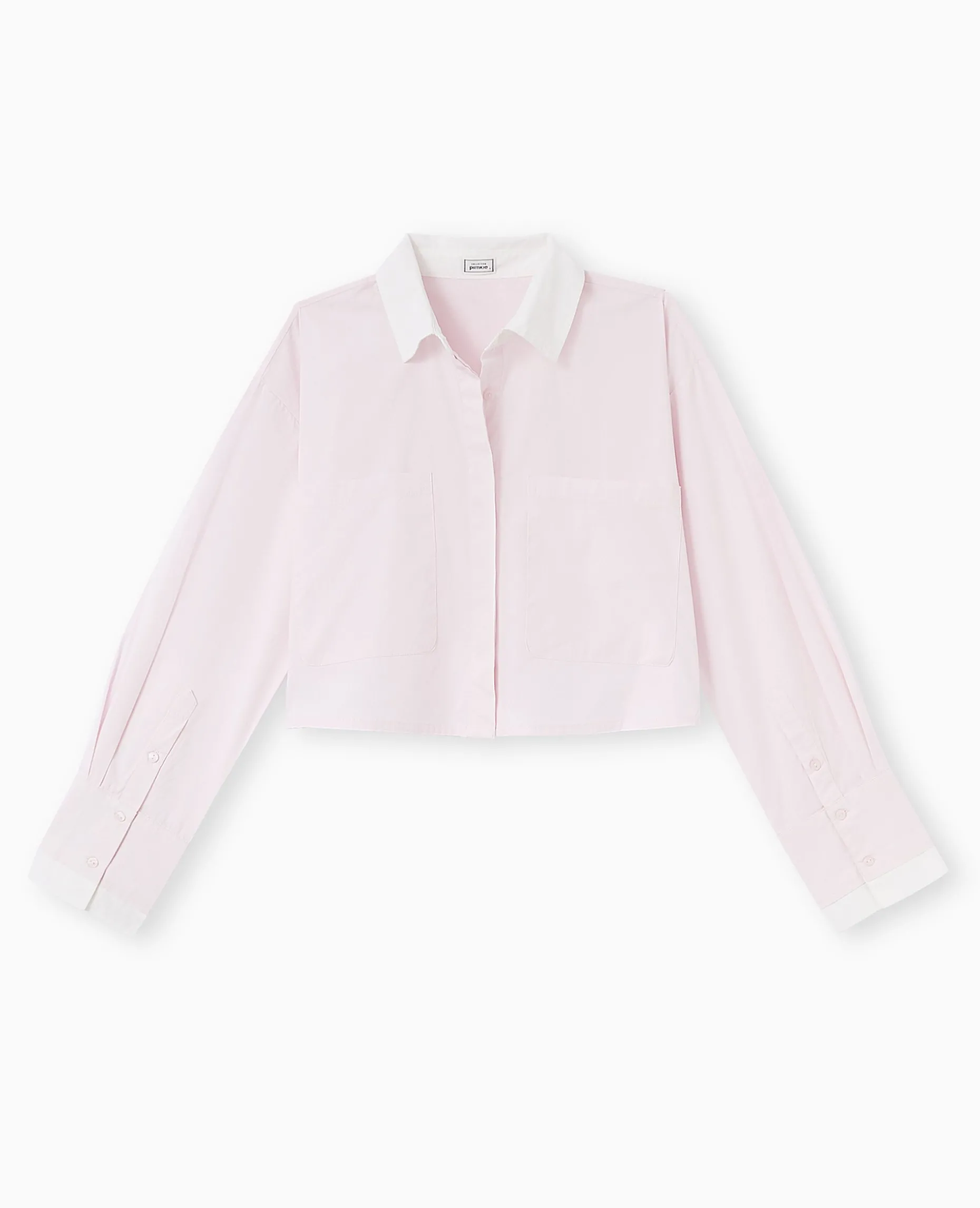 Chemise Cropped Bicolore - Rose Clair