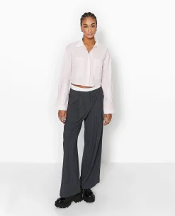 Chemise Cropped Bicolore - Rose Clair