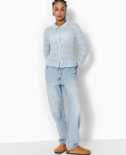 Chemise En Dentelle - Bleu Clair