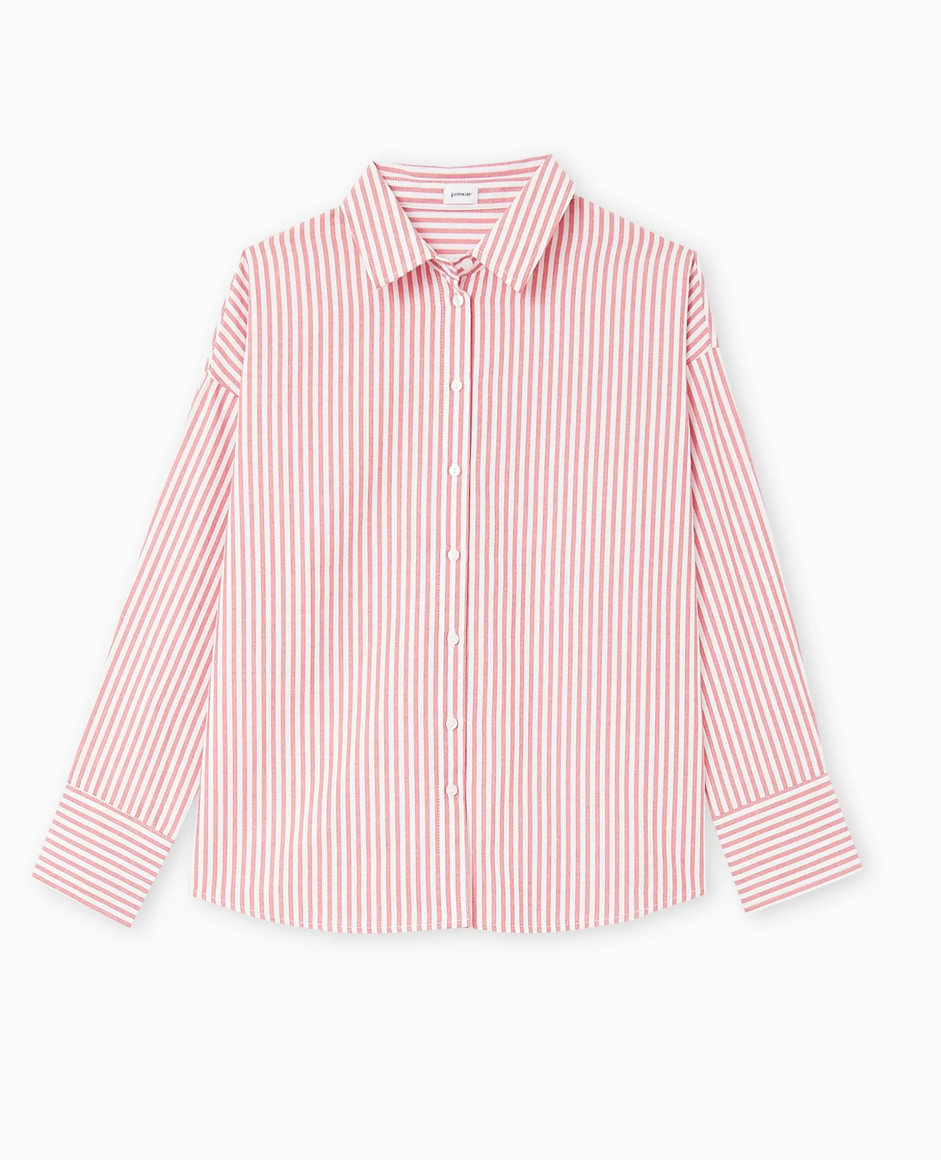 Chemise Manches Longues Motif Rayures - Rouge