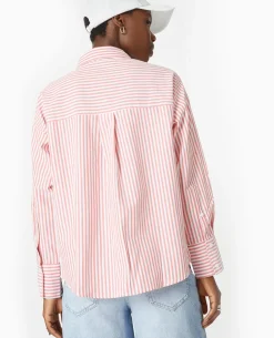 Chemise Manches Longues Motif Rayures - Rouge