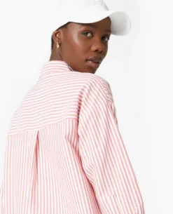 Chemise Manches Longues Motif Rayures - Rouge