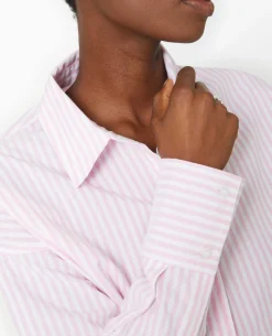 Chemise Manches Longues Motif Rayures - Rose