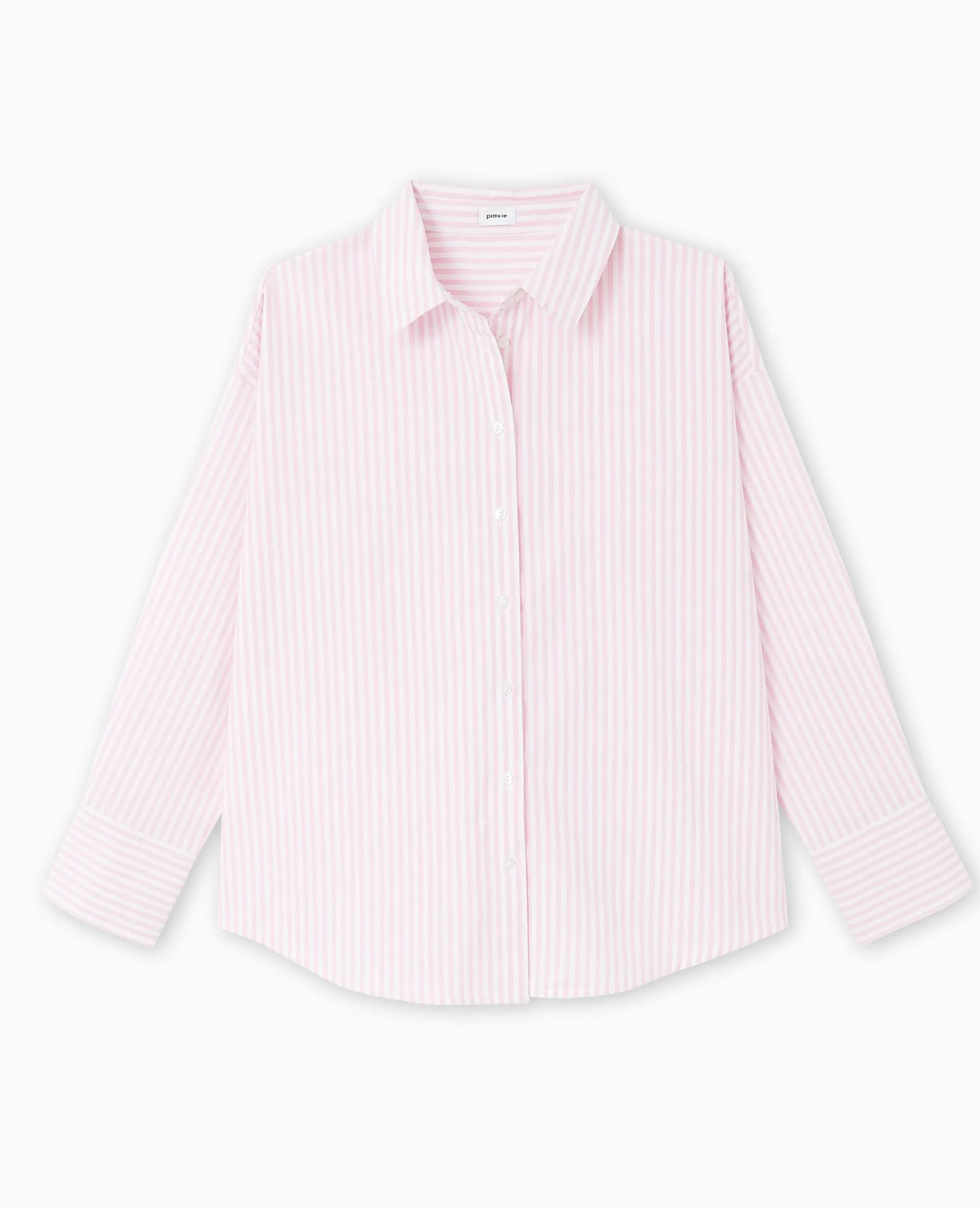 Chemise Manches Longues Motif Rayures - Rose