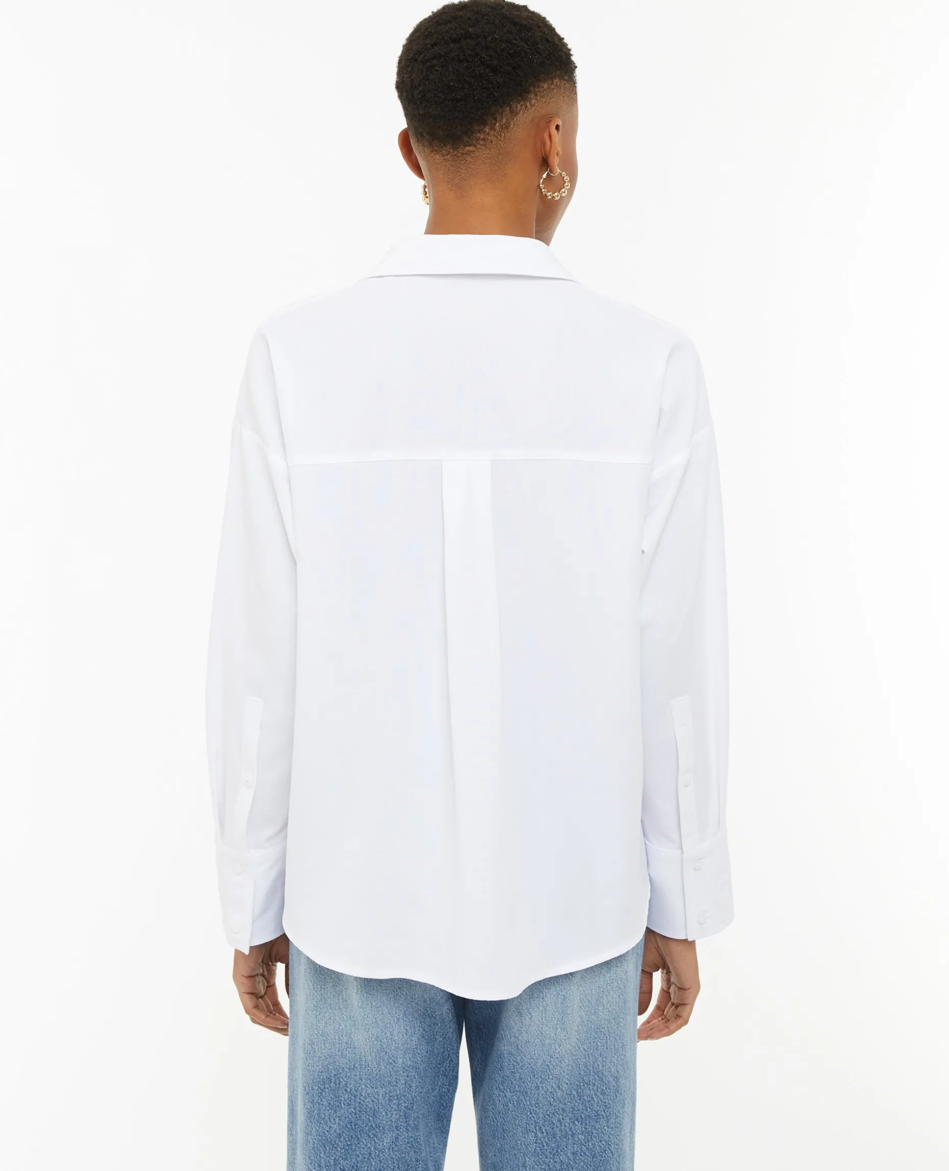 Chemise Oversize Col Ouvert - Blanc